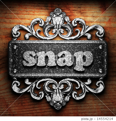 snap word of iron on wooden background 14554214