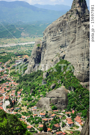 Kalambaka town view from Meteora rocks, Greece 15697981