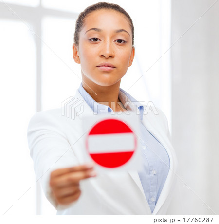 african woman showing stop sign 17760287