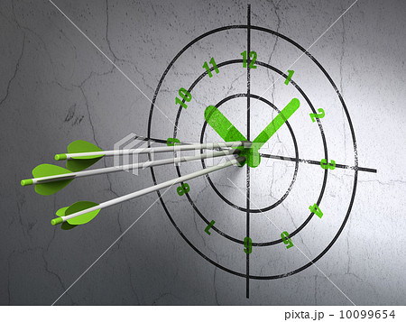 Time concept: arrows in Clock target on wall background 10099654