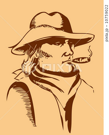 Portrait of man with cigar.Vector graphic 10759022