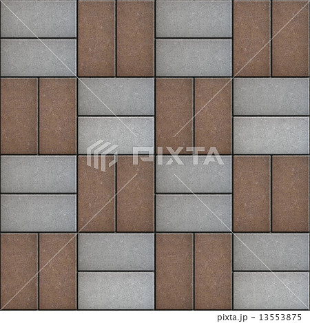 Gray and Brown Rectangle Pavement. Seamless Texture. 13553875