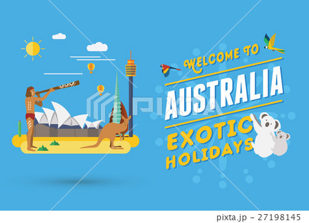 Flat design, Australia landmarks and icons, vector 27198145