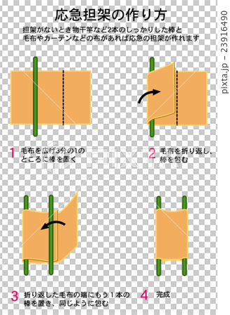 地震　応急担架の作り方 23916490