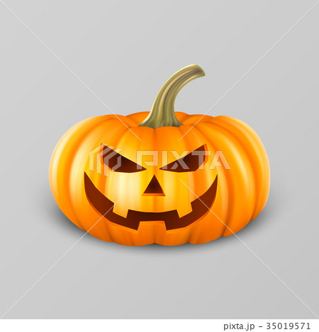 Realistic pumpkin head jack lantern icon closeup 35019571