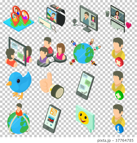 Social network icons set, isometric style 37764785