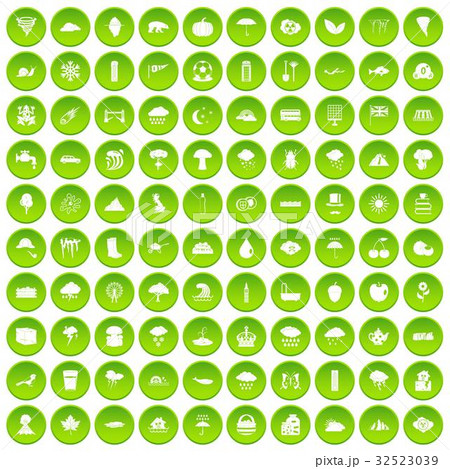 100 rain icons set green circle 32523039