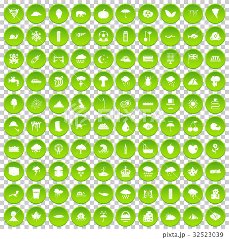 100 rain icons set green circle 32523039