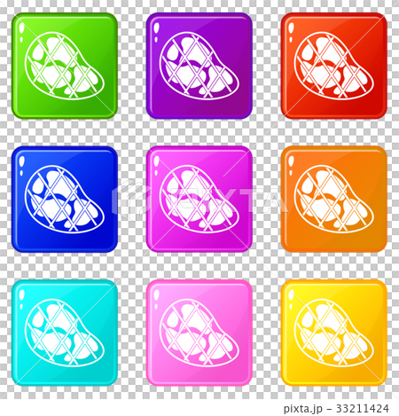 Steak icons 9 set 33211424