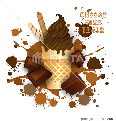 Ice Cream Chocolate Cone Colorful Dessert Icon 33921266