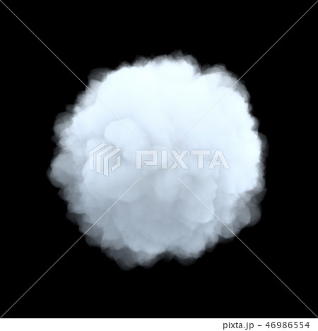 3d rendering of a white bulky cumulus cloud in shape of circle on a black background. 46986554