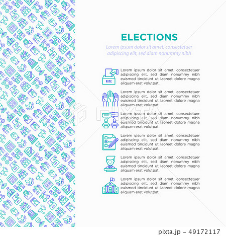 Election and voting concept with thin line icons 49172117