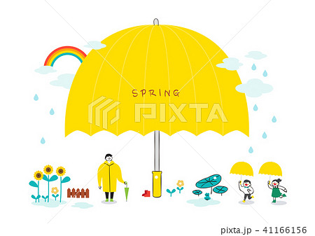 Vector illustration of spring object - flowers, the cherry tree, umbrella and so on. 002 41166156