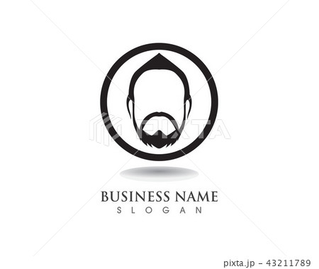 masculine beard black hair geek logo and symbol 43211789