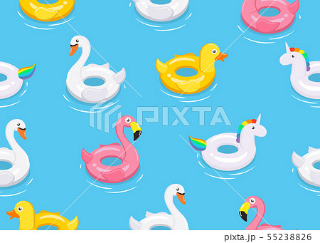 Seamless pattern of colorful animals floats cute  55238826