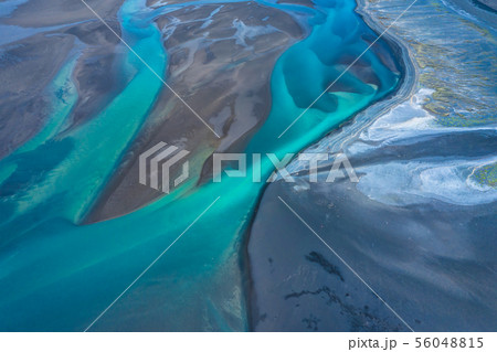 Aerial view and top view river in Iceland 56048815