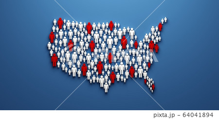 USA pandemic map of people location. Prevention and education background illustration. 3D Render illustration 64041894