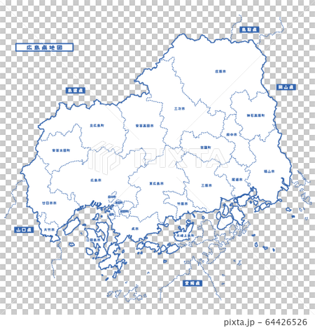 Hiroshima Prefecture Map Simple White Map Municipalities 64426526