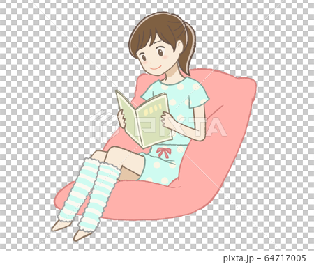 Woman relaxing in the room and reading 64717005