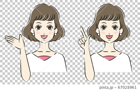 Hand gesture fashionable woman (pointing/pointing) vector illustration 67028961