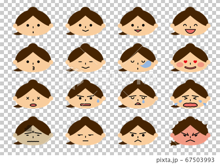 Female face illustrations, various facial expressions 67503993