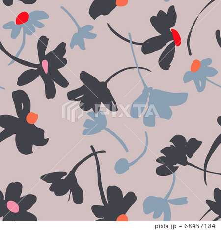 Vector botanical seamless pattern. Background with flat daisies  68457184