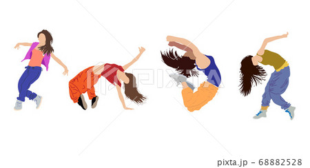 Vector drawing of dancing young people. Modern dances. For design and congratulations. 68882528