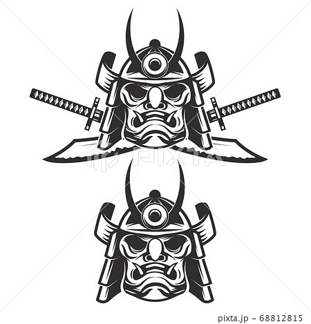 Set of the samurai mask with crossed swords 68812815