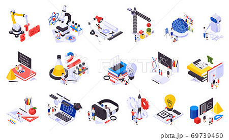 STEM Education Isometric Icons Set 69739460