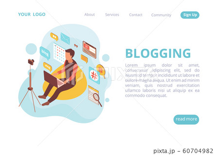 Blogging Isometric Web Page 60704982