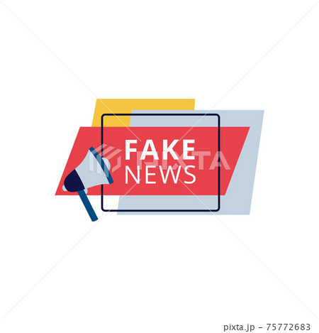 Banner with Fake News text and megaphone, flat vector illustration isolated. 75772683