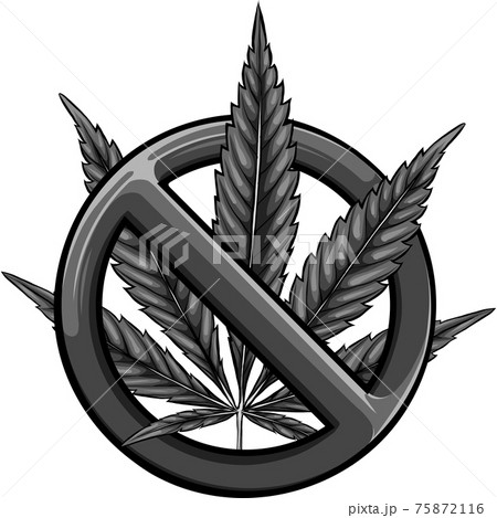 design Sign of prohibition cannabis. Red sign ban marijuana. Vector illustration 75872116