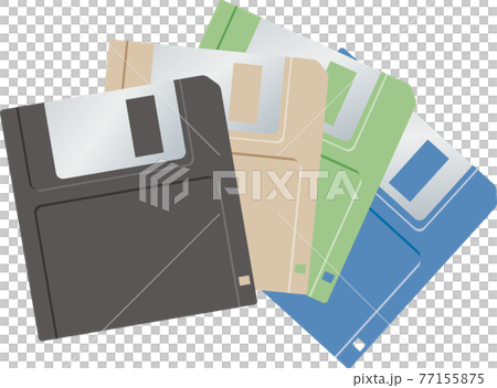 Image illustrations of floppy disks of various colors (recording medium) 77155875