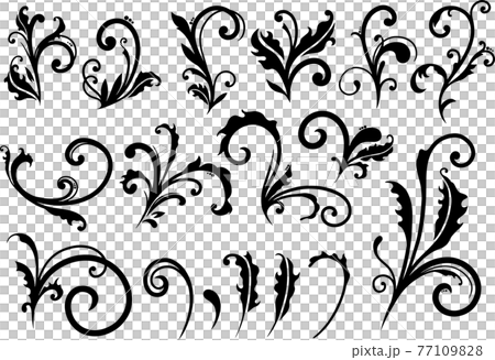 Hand-painted monochrome ivy pattern set vector material 77109828