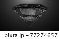 Beautiful large crystal clear shining round cut diamond, rotates against a black mirror isolated background. Close up side view. Seamless loop 4k cg 3D animation 77274657