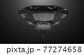 Beautiful large crystal clear shining round cut diamond, rotates against a black mirror isolated background. Close up side view. Seamless loop 4k cg 3D animation 77274658