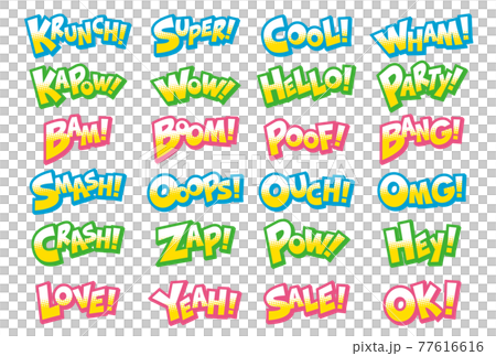 Character material expressing comic-style onomatopoeia and exclamation marks 77616616