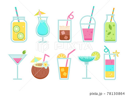 Set of summer non-alcoholic and alcoholic drinks. 78130864