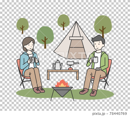 Men and women camping 78440769