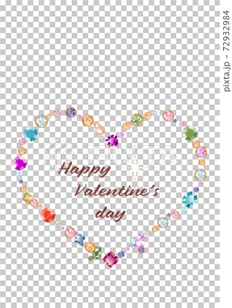 Heart made of jewelry Valentine's Day material Jewel white background with copy space Transparent illustration 72932984