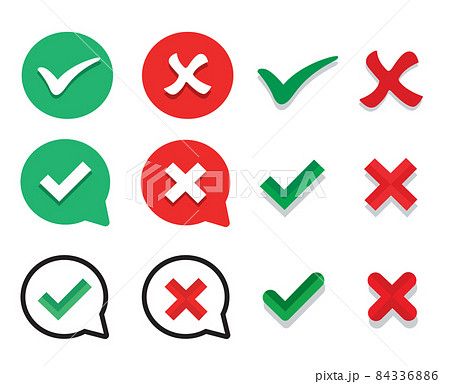 Check mark. green check mark and red cross icon set 84336886