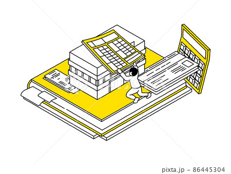 確定申告をする人のアイソメトリック図 86445304