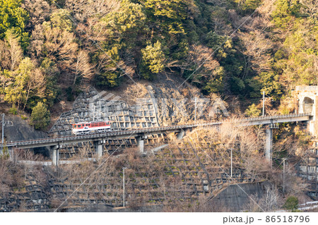 【静岡県】　大井川鉄道　アプト式列車　長島ダム周辺 86518796