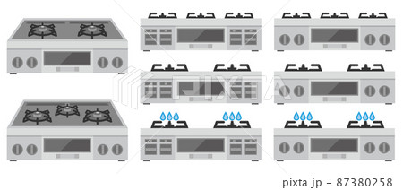 ガスコンロのイラストセット 87380258