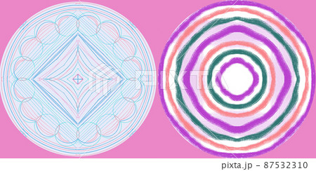 A Duo Of Hand Painted Circles On Pink Background 87532310