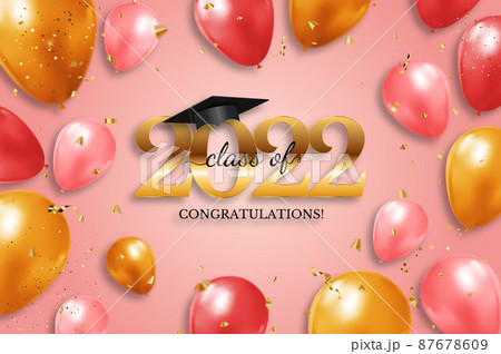 Graduation class of 2022 greeting background. Vector Illustration 87678609