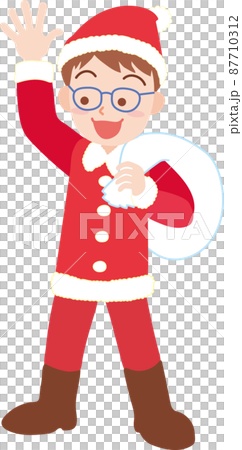 Young man in santa costume glasses 87710312