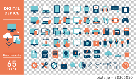 Digital device icon set 88365050