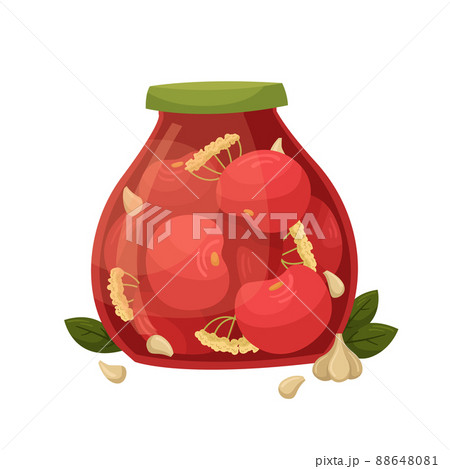 Vector illustration of a jar of pickled tomatoes. Preparations for the winter. 88648081