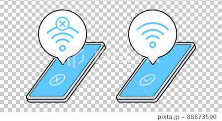 スマートフォンをWi-Fiに接続する, 接続エラーになる. それぞれのベクターイラスト. 88873590